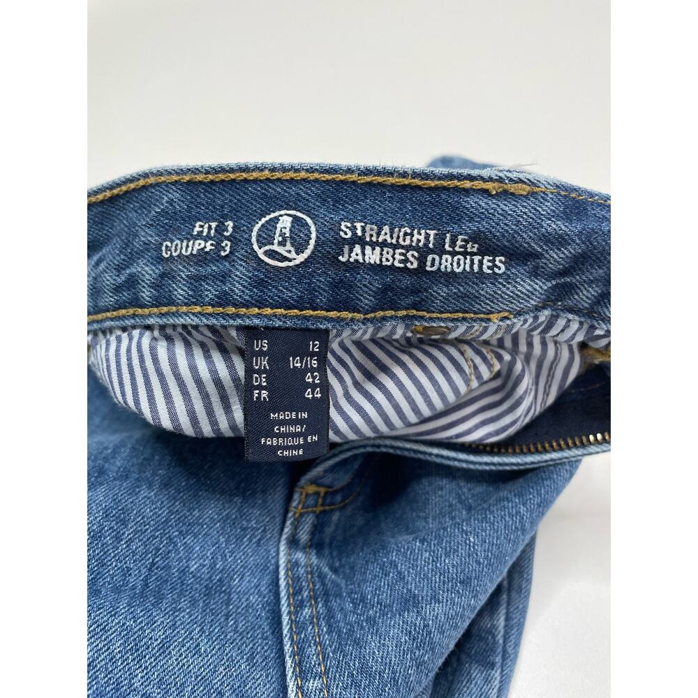 Lands End Straight Leg Jambes Droites High Waisted Jeans Denim Blue Womens 12‎ - Picture 5 of 10
